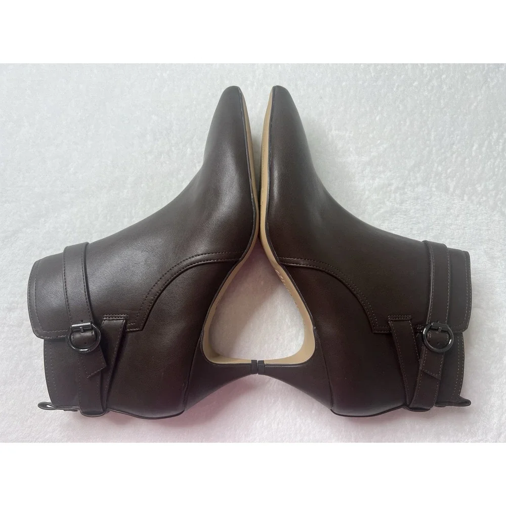 Circus By Sam Edelman Womens Kingston Brown Leather Ankle Pointy Booties Shoes 8